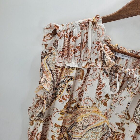 Carolina Belle Womens Sleeveless Paisley Print Ruffle Blouse 2X Keyhole Neck - Picture 7 of 12